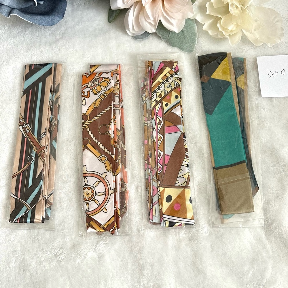4 SETS Purse Handbag Skinny Scarf Bundle